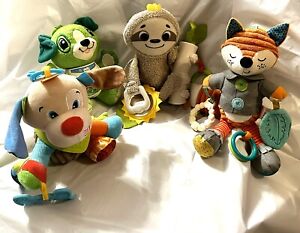 4 Hanging Baby Toys - Leap Frog, Infantino Fox, Sozzy Puppy and Fisher-Price