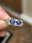 14kt White Gold Antique 2.5 CT Natural Sapphire And Diamond Ring