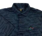 Greg Norman Men's Play Dry Black All Over Shark Print Golf Polo Shirt Large