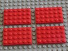 4 x LEGO Red Plate Red Plate 4x6 Ref 3032 Set 10227 8860 7720 8872 75240 6048