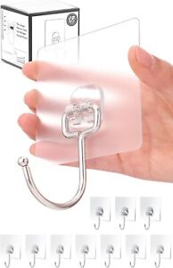 Damage-Free Adhesive Hooks 10-Pack 37 LBS Max Removable Wall Hooks for Hanging
