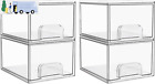 Vtopmart 4 Pack Clear Stackable Storage Drawers, 4.4'' Tall Acrylic Bathroom Mak
