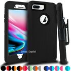 For iPhone 6 7 8 Plus Shockproof Rugged Case with Belt Clip + Screen Protector