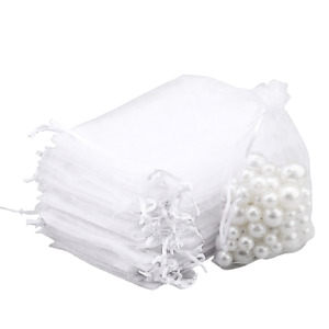 White Drawstring Organza Gift Bags Wedding Party Favor Jewelry Pouches 20/50/100