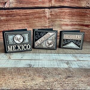 Men's Leather Mexico Countries Leather Wallet Cartera de Hombre Pais Piel Vaquer