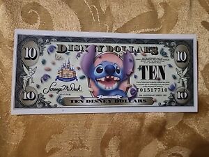 New 2005 Disney Dollars  $10 Stitch Uncirculated T Series W/Barcode