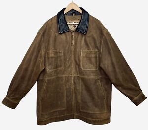 Madison Creek Outfitters Heavy Leather Barn Jacket Mens 2XL Western Wear Cowboy