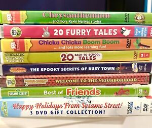 PBS kids,  Sesame Street, Elmo, Daniel Tiger, Scholastic Storybook  DVD  Lot  8