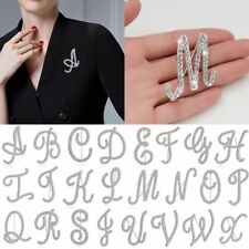 26 Letters Crystal Rhinestone Alphabet Brooch Pin Wedding Women Jewelry Gift Lot
