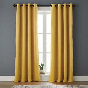 Solid Velvet Grommet Blackout Curtain Panel, Yellow, 52