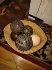 6 Ornate Decorative Brownish Balls Spheres Orbs for Centerpiece.