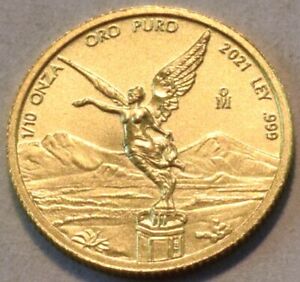 2021 MO Gold 1/10 oz. Oro Puro Mexico Libertad Onza Sharp Look Tenth Ounce Coin