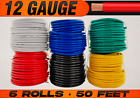 12 Gauge 12v Automotive Primary Wire Remote Cable CCA - 6 Rolls - 50 Feet Each