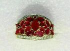3Ct Lab-Created Ruby & Diamond Cluster Womens Engagement Ring 14K Yellow Gold Fn