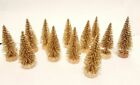 SALE! LOT 12 Mini GLITTERY GOLD Miniature Sisal Bottle Brush Flocked Trees
