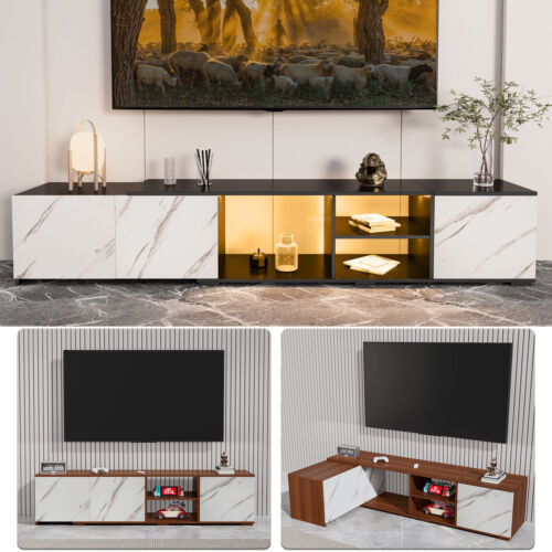 LED TV Stand Cabinet for 65 inch High Gloss Media Console with Open Shelves