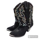 Dingo Womens 9M Victoria Harness Suede Black Western Embroidered Cowgirl Boots