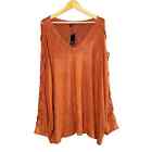 NWT Torrid Soft Knit Shirt Criss Cross Shoulder Burnt Orange Stretch Size 5x