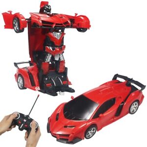RC RED Car Robot for Kids Transformation, Remote Control Deformation Vehicle