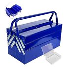Metal Cantilever Tool Box, 3-Tier 5 Tray Fold Out Steel Tool Box with Handle