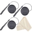 3-Pack 55mm Center Pinch Snap-On Lens Cap with Cap Keeper For Canon, Nikon, Sony