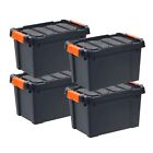 5 Gal Heavy Duty Plastic Storage Box Black Set of 4 Stackable Tote Container Bin