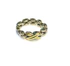 STERLING SILVER 3 ROW PANTHER LINK RING WITH GOLD X SIZE 8.