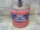 Vintage WARDS 100% Pure Pennsylvania MOTOR OIL 5 Gallon Metal Can - Used