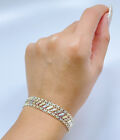 14k Gold Diamond Cut ZigZag Light Tri-Color Bracelet Gold 7 inches
