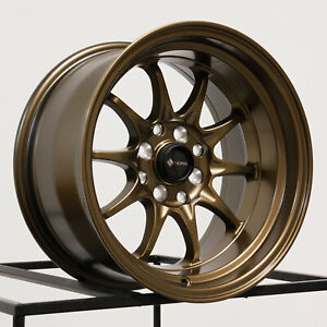 15x8 Vors TR3 4x100/4x114.3 0 Bronze Wheels Rims Set(4) 73.1