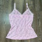 2000s Y2k Babydoll Pastel Pink Lace Mesh Cami Top Womens Size Large