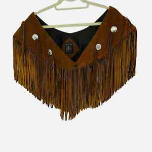 Vintage Chasser hippie western suede fringe poncho shawl cape made in Mexico