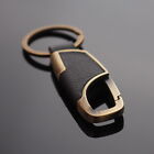 Men's Women's Black Leather & Bronze Clip Keychain Car Key Ring Fob Holder
