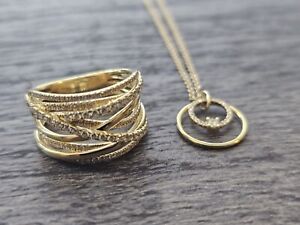 Ring/ Necklace set gold/ diamonds