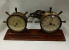 Vintage Swift Anderson Brass Ship Wheel Thermometer Clock Farbizo Coal Co   HG11