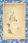 1870s CHINESE GIRL WITH LARGE HAT CDV BY CHINA PHOTOGRAPHER SEE TAY HONG KONG