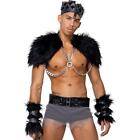 Viking Hunk Warrior Costume Faux Fur Shoulder Harness Chainmail Skirt Crown 6169