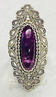 HSN Ottoman Sterling Silver 4.50ct Amethyst Elongated Statement Ring Size 7