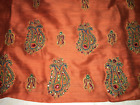 womens vintage fabric shawl Scarf India 100% silk rust latte 200x44 5.5 yards