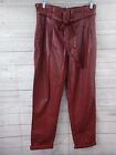 Almost Famous Red High Waisted Belted Faux Leather Pants L