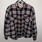 Wrangler Sherpa Lined Flannel Shirt Jacket in Black, Red, White, and Gray Plaid