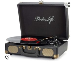 RetroLife Vinyl Record Player 3 Speed Bluetooth Suitcase Portable
