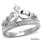 Women's CZ Stainless Steel Queen Royalty Princess Crown Fashion Ring Size 5-10