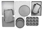 12-Piece Nonstick Steel Bakeware Set, Cookie Pan Set, Gray