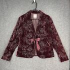 Vintage Old Navy Jacket Women’s L Purple Embroidered Velvet Bow Tie Front Blazer