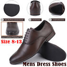 Mens Dark Brown Dress Shoes Leather Cap Toe Lace Up Oxfords Bussiness Shoes Size