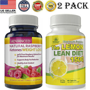 Pure Raspberry Ketone & Lemon Lean Weight Management Fat Burn Dietary Capsules