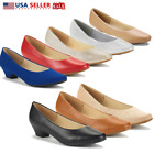 Women Round Toe Low Chunky Heel Comfort Office Dress Slip On Pump Shoes 5-11