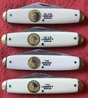 (4) Gold Coin Logo Liberty/Indian Frost Falcon/ Bear Hunter. Pocket Knives VTG