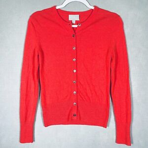 Pure Collection Cardigan Womens 4 Orange Cashmere Wool Knit Button Up Sweater